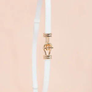 Cinturón blanco hebilla oro ajustable chic
